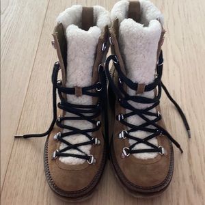 Marc Fisher Brown and Cream Combat Boots